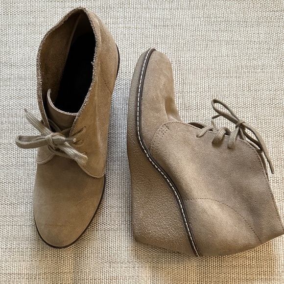 J Crew Macalister Buttery Soft Suede Lace Up Wedge Heels Made in Italy - Picture 5 of 13